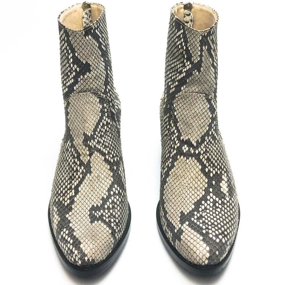 Python Skin Leather Boots